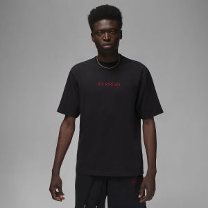 Men's Nike Air Jordan x Wordmark T Shirts Black / Red | FYOTGZQ-73