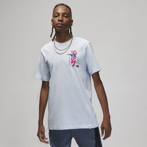 Men's Nike Air Jordan x Zion T Shirts Blue | YGWTRJQ-30