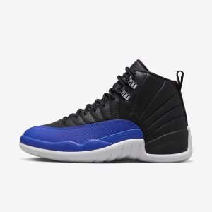 Women's Nike Air Jordan 12 Retro Lifestyle Shoes Black / Metal Silver / White / Royal | JMDELOH-64