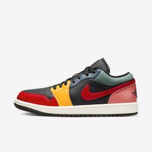 Women's Nike Air Jordan 1 Low SE Lifestyle Shoes Black / Blue / Red | OCKWSYM-29