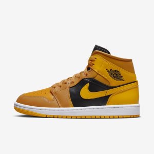 Women's Nike Air Jordan 1 Mid Lifestyle Shoes Black / White | MZQHEVX-14