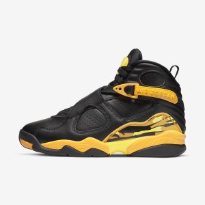 Women's Nike Air Jordan 8 Retro Lifestyle Shoes Black / Yellow | QEMUNYS-10