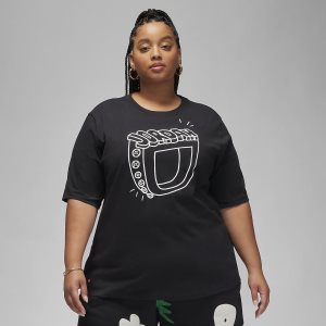 Women's Nike Air Jordan Artist Series by Mia Lee T Shirts Black | MHKQNUG-05