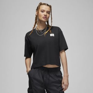 Women's Nike Air Jordan Essentials T Shirts Black | FRIMGZL-24