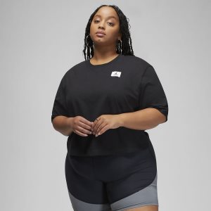 Women's Nike Air Jordan Essentials T Shirts Black | OCEHWLK-15