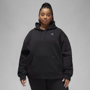 Women's Nike Air Jordan Flight Hoodie Black / White | ISVGYQN-76