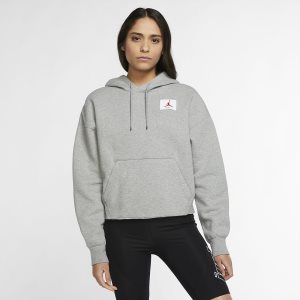 Women's Nike Air Jordan Flight Hoodie Dark Grey | NOPBLTD-02