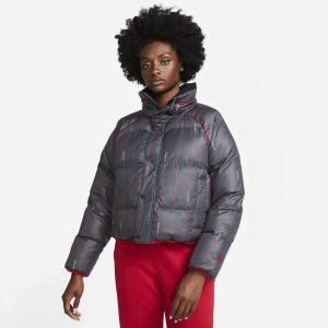 Women's Nike Air Jordan Flight Puffers Black / Red | LTUPOQK-02