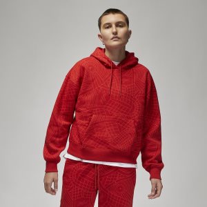 Women's Nike Air Jordan Flight Pullover Red | QXLSRDN-71