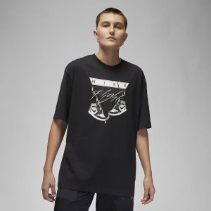 Women's Nike Air Jordan Flight T Shirts Black / Grey | TWGHLOK-86