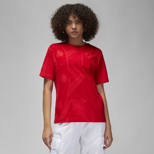 Women's Nike Air Jordan Flight T Shirts Black / White | UEVMNKH-80